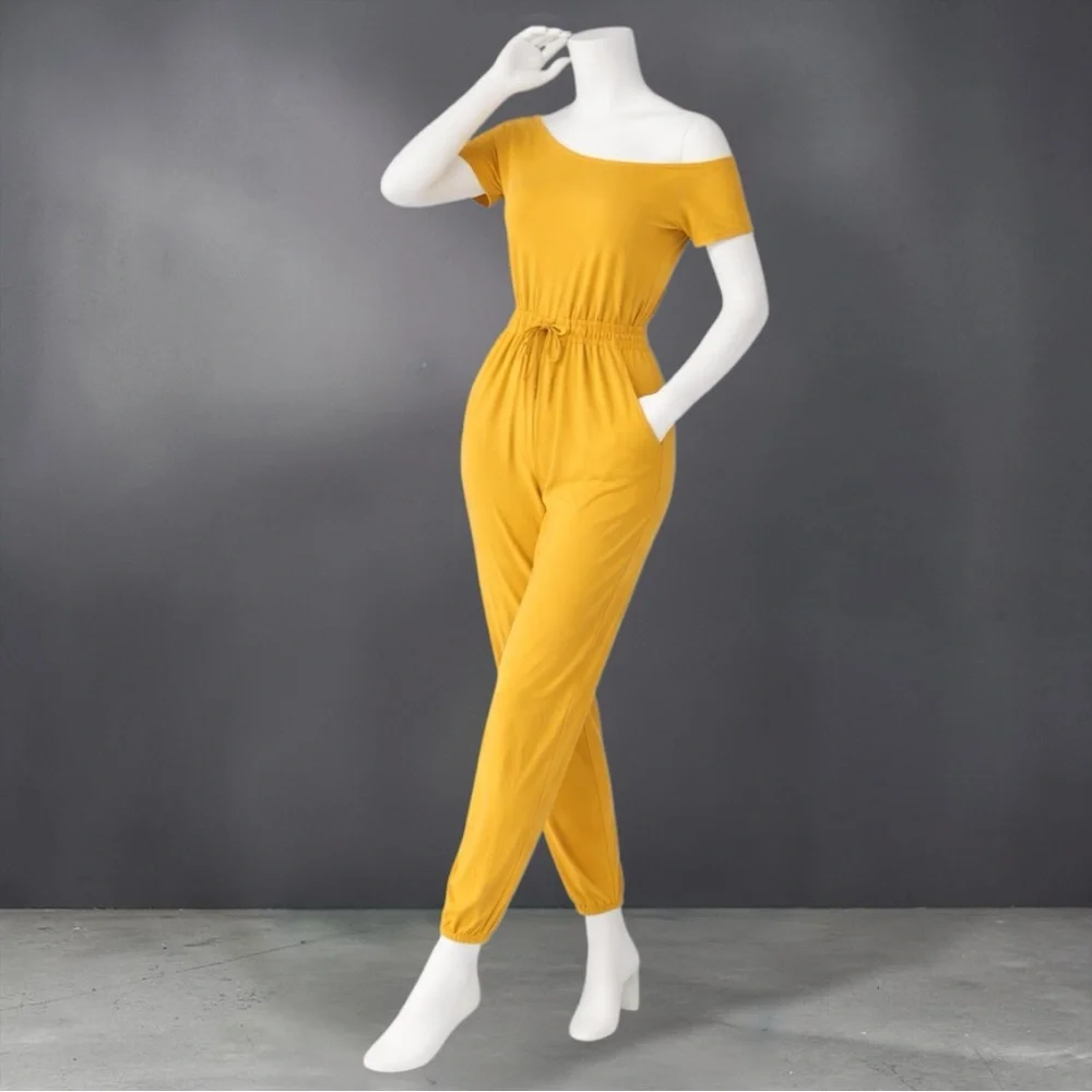 Capella Mustard Two-Way Shoulder Drawstring Jumpsuit